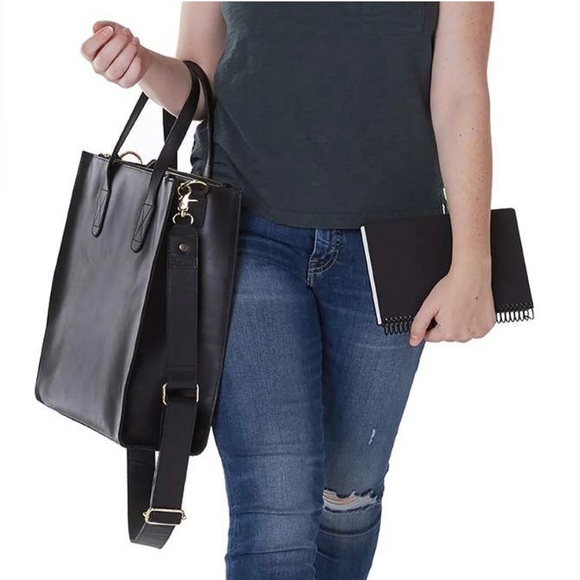 Erin Condren Handbags - Erin Codren Black Leather Crossbody Tote